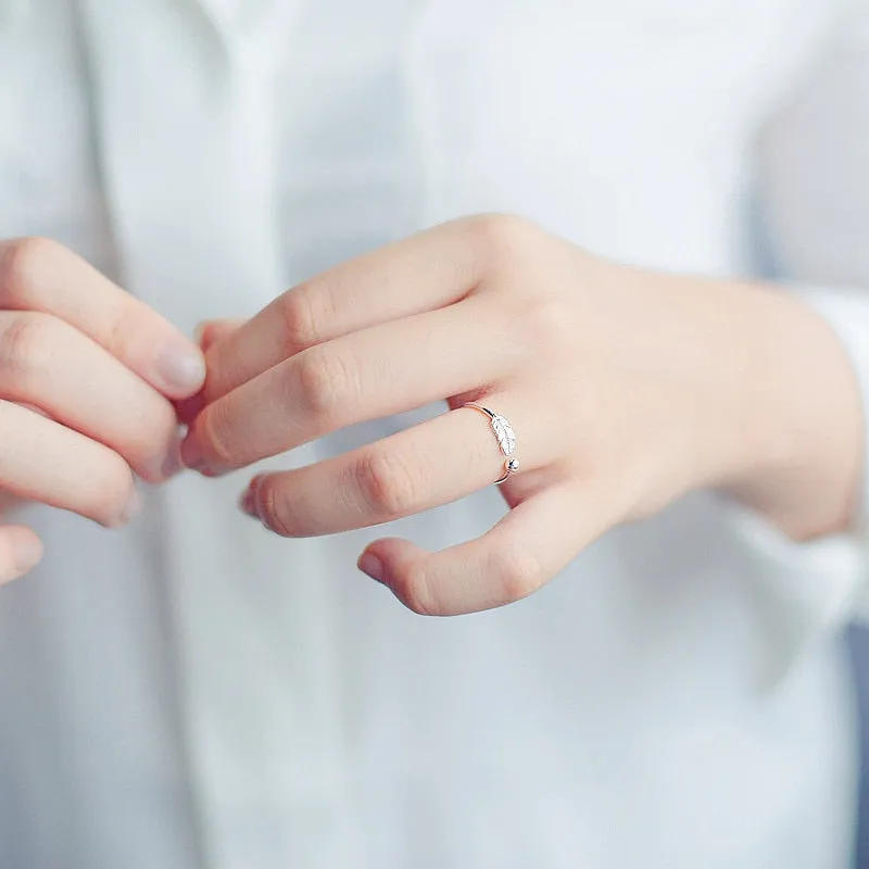 Retro Minimalist Silver Color Open Rings For Women Personality Feather