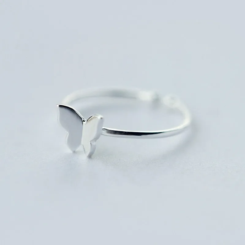 Retro Minimalist Silver Color Open Rings For Women Personality Feather