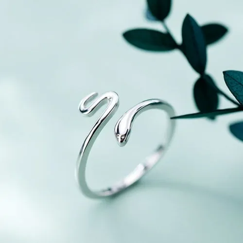 Retro Minimalist Silver Color Open Rings For Women Personality Feather