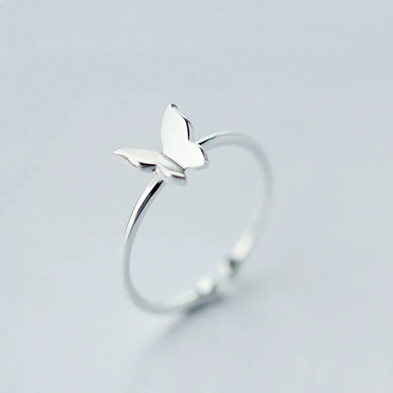 Retro Minimalist Silver Color Open Rings For Women Personality Feather