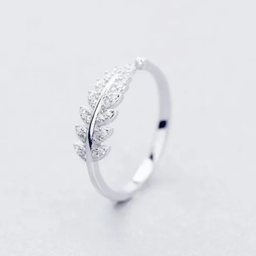 Retro Minimalist Silver Color Open Rings For Women Personality Feather