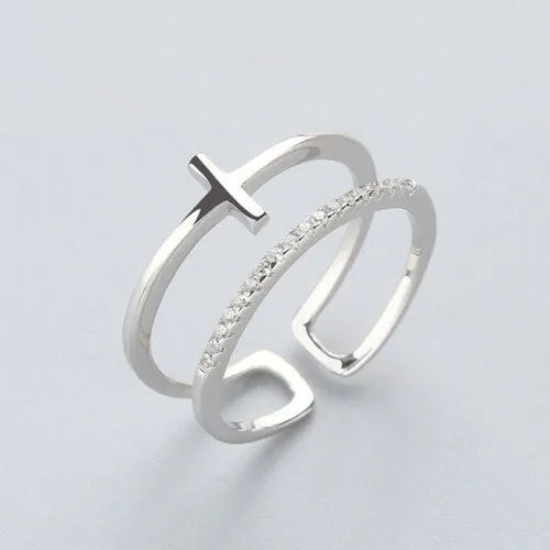 Retro Minimalist Silver Color Open Rings For Women Personality Feather