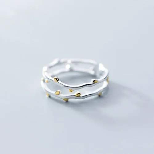 Retro Minimalist Silver Color Open Rings For Women Personality Feather