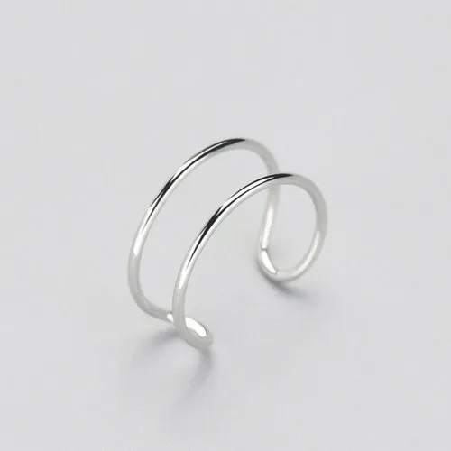 Retro Minimalist Silver Color Open Rings For Women Personality Feather