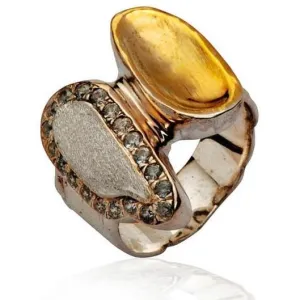 Ring silver gold 9 carats,  israeli jewelry