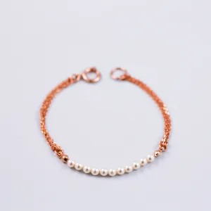 Rose Gold & Pearl Bead Bridal Bracelet