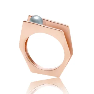 Rose Gold Grey Pearl Ring Alvaro