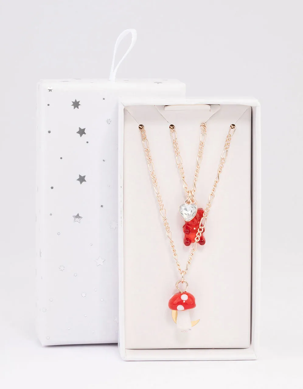 Rose Gold Teddy & Mushroom Necklace Pack