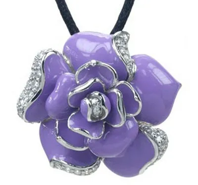 Rosette - Purple Enamel with CZ Pendant