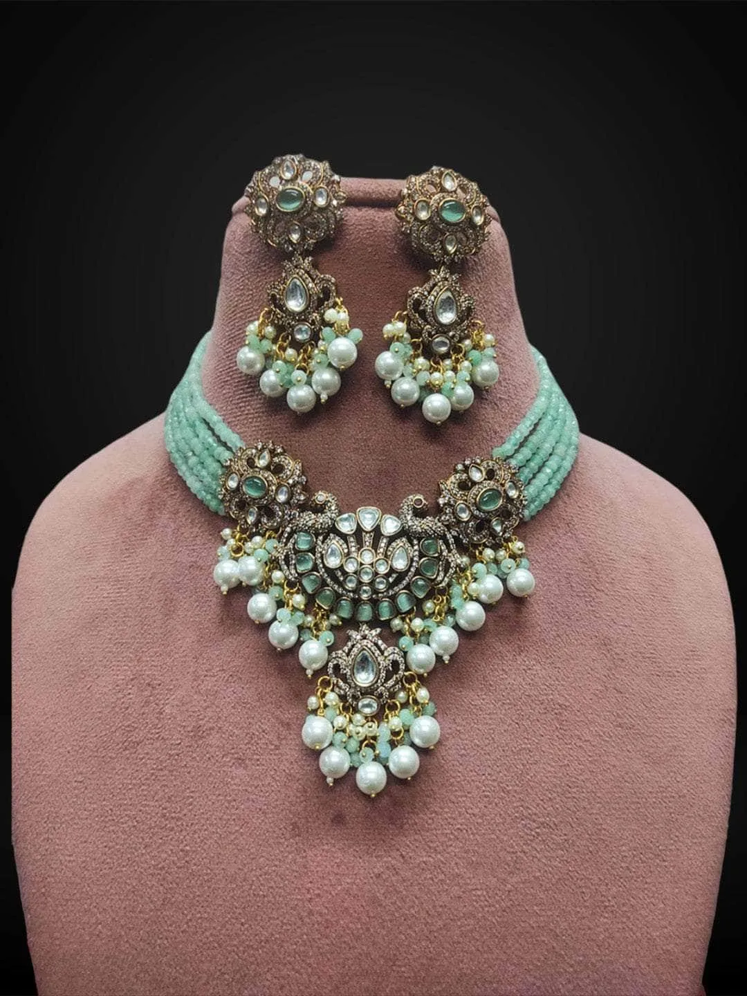 Royal Kundan Studded Beaded Necklace Set