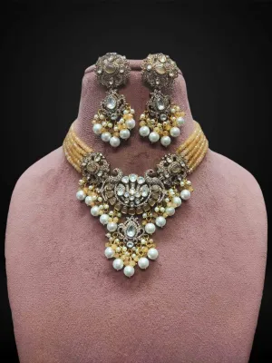 Royal Kundan Studded Beaded Necklace Set