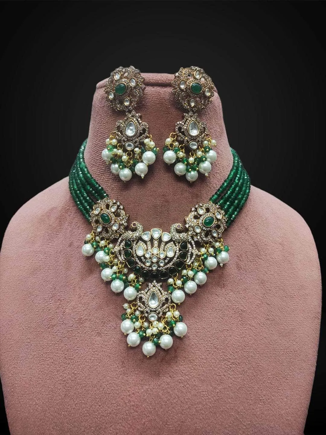 Royal Kundan Studded Beaded Necklace Set