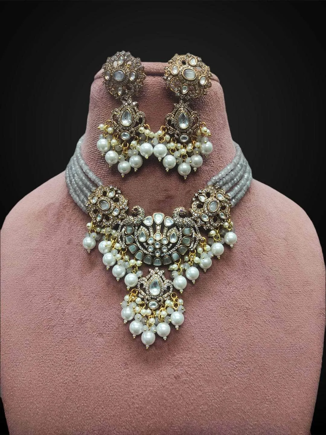 Royal Kundan Studded Beaded Necklace Set