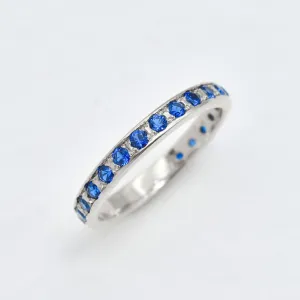 Sapphire Ring - Blue Eternity Band - Dainty Stackable Ring