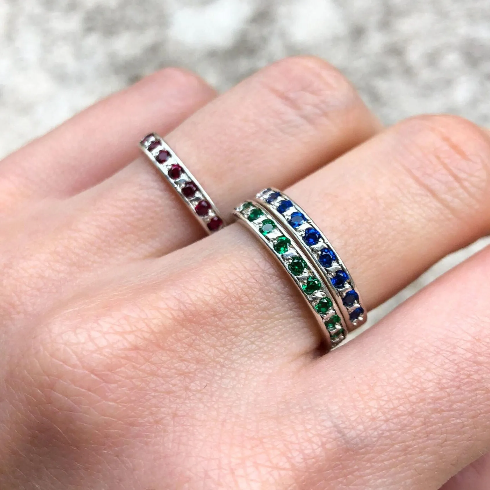 Sapphire Ring - Blue Eternity Band - Dainty Stackable Ring