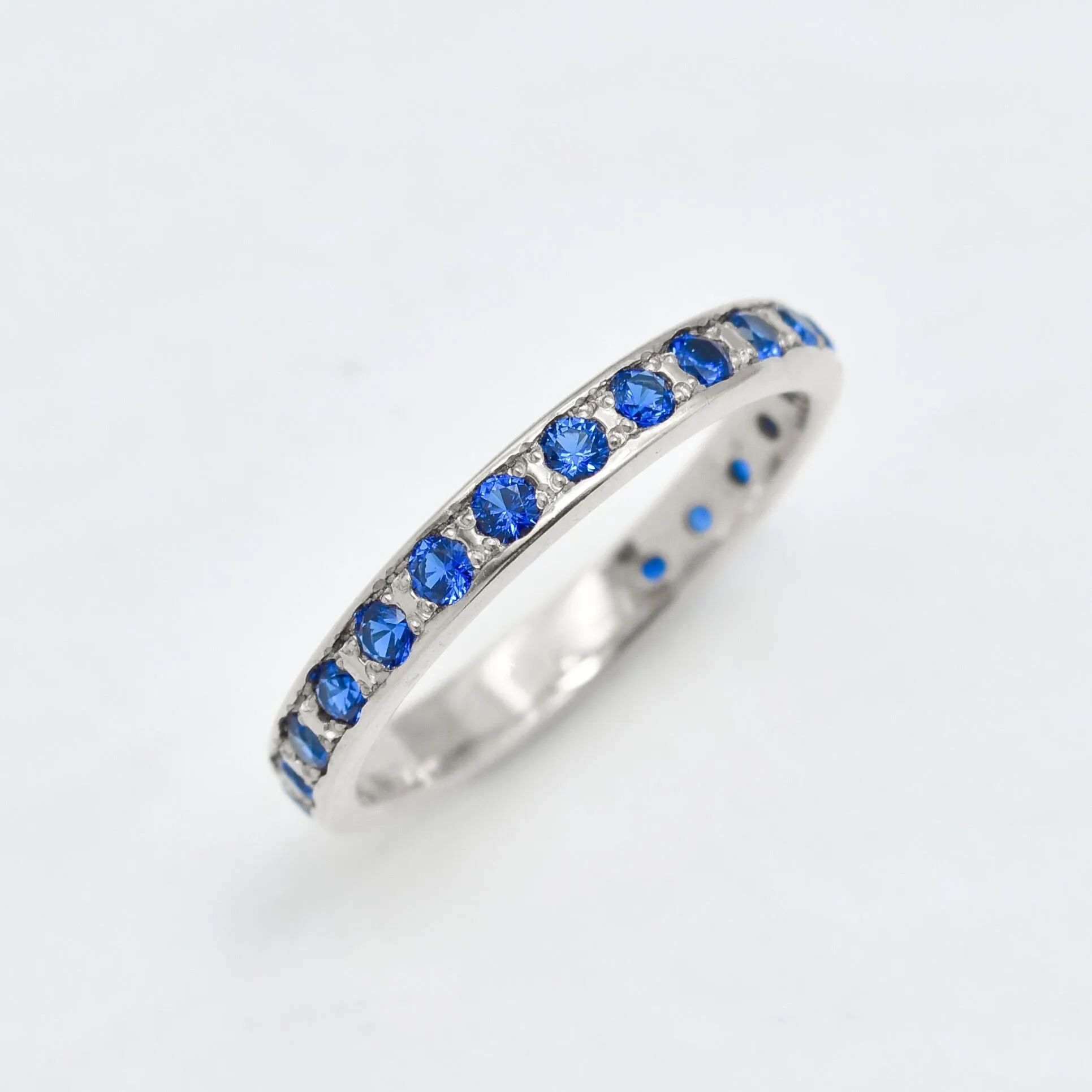 Sapphire Ring - Blue Eternity Band - Dainty Stackable Ring