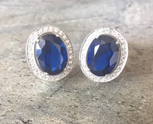 Sapphire Victorian Earrings - Blue Statement Earrings - Heavy Sapphire Earrings