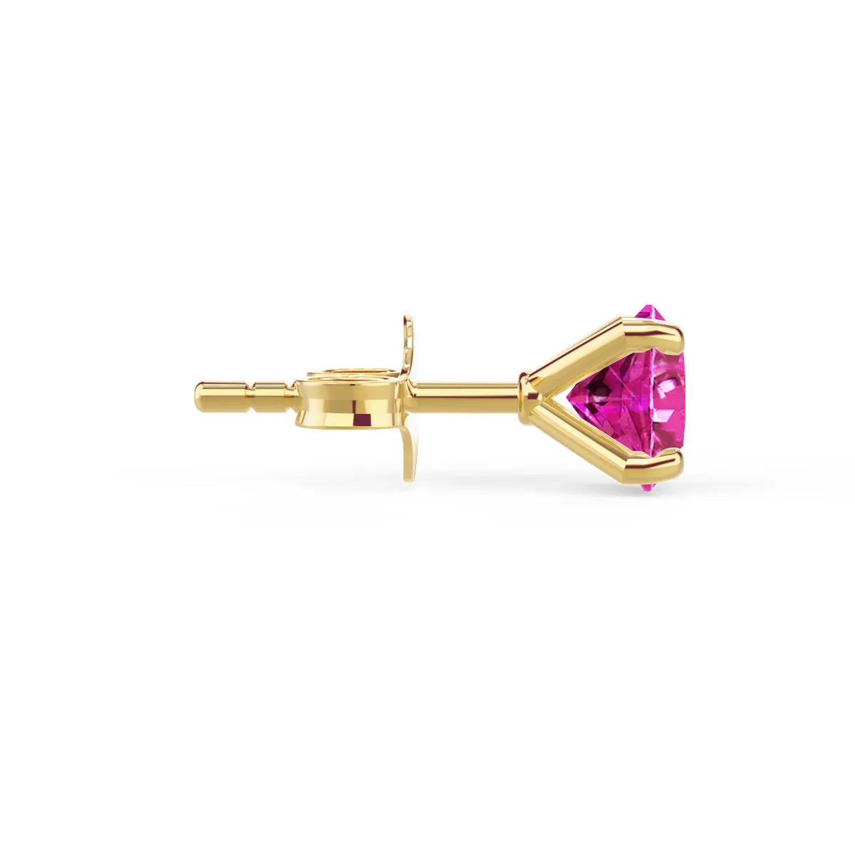 SENA - Round Pink Sapphire 18k Yellow Gold Stud Earrings