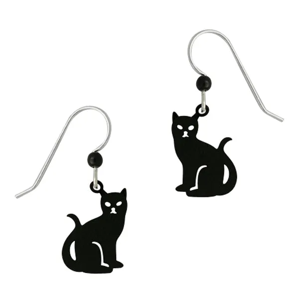 Sienna Sky Black Kitty Cat Pierced Earrings ~Made in Colorado~