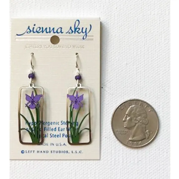 Sienna Sky Purple Iris Flower Pierced Earrings