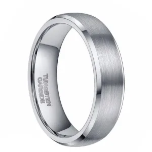 Silver Brushed Men's Tungsten Carbide Wedding Band