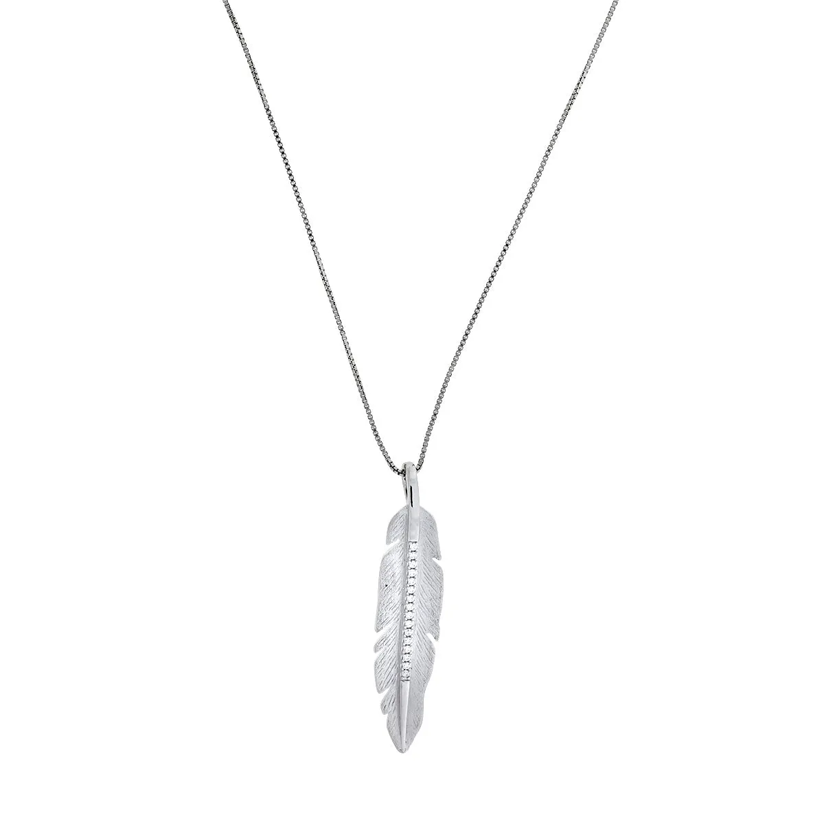 Silver Satin Feather Pendant