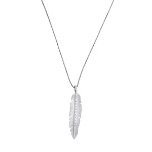 Silver Satin Feather Pendant