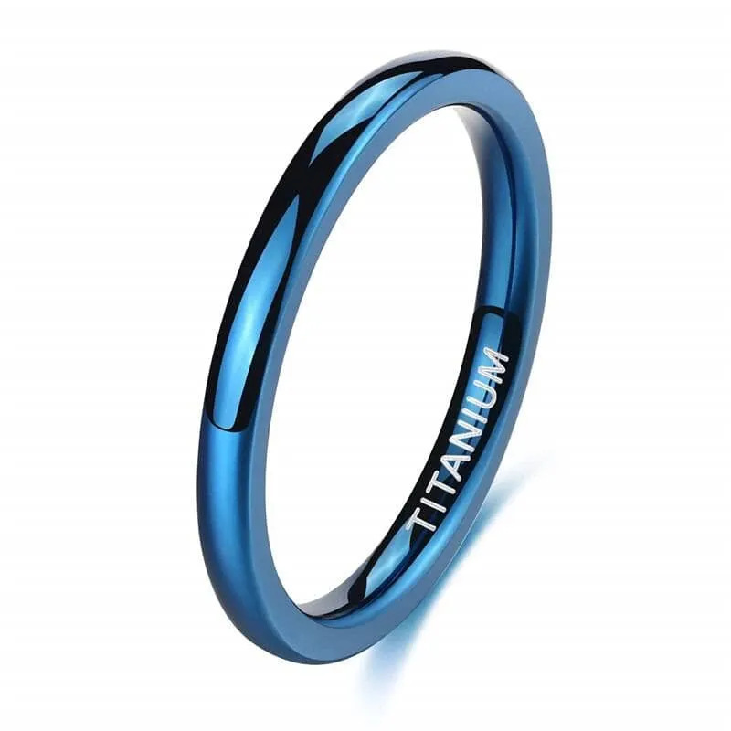 Simple Blue Men's Titanium Wedding Band