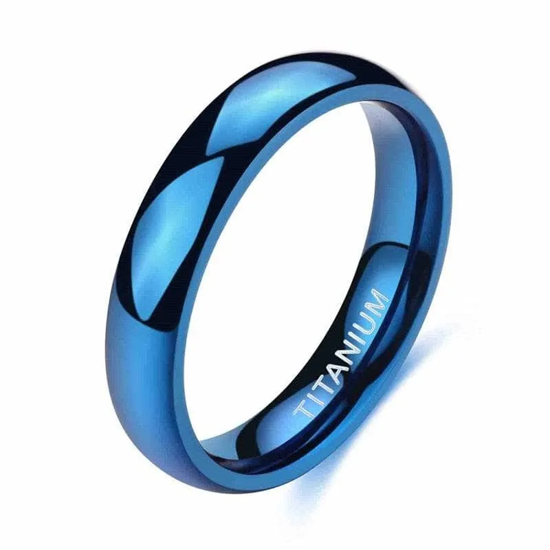 Simple Blue Men's Titanium Wedding Band