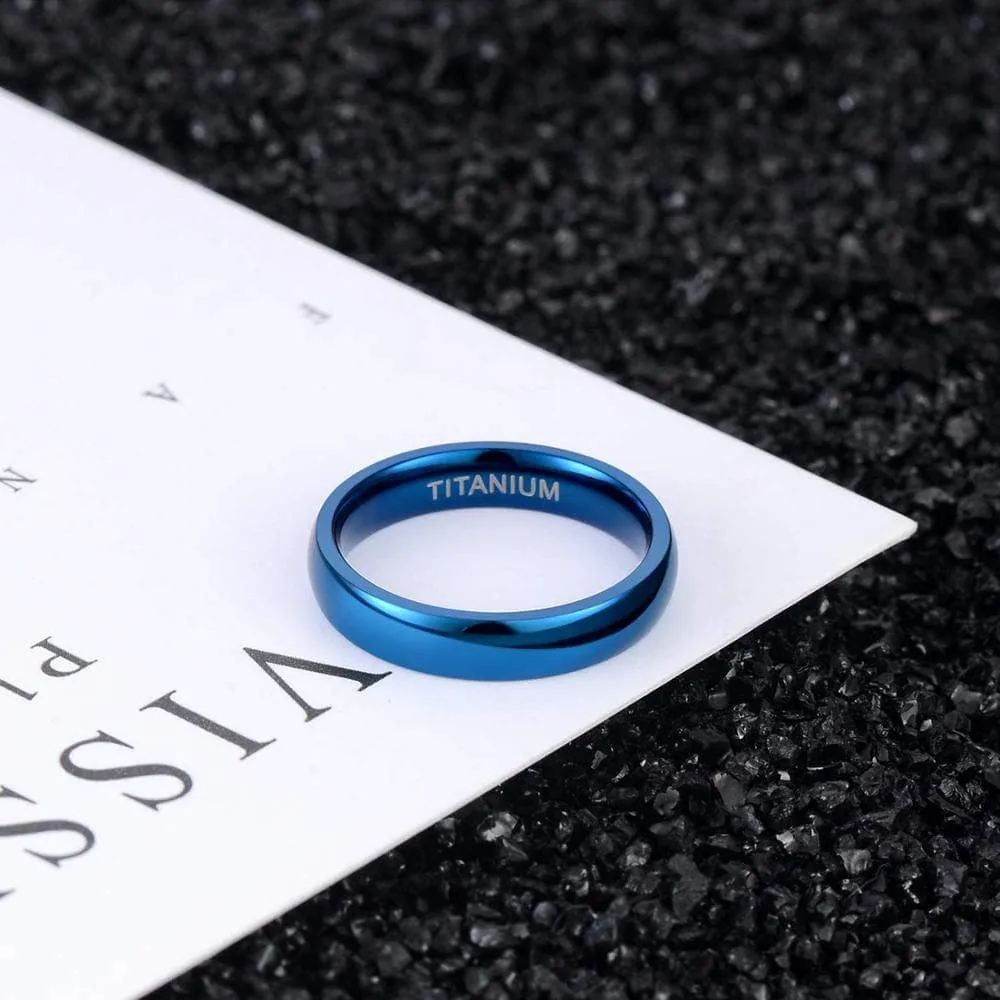 Simple Blue Men's Titanium Wedding Band