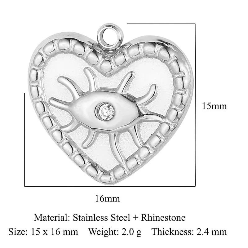 Simple Style Classic Style Heart Shape Shell Zircon Titanium Steel Wholesale Charms