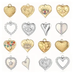 Simple Style Classic Style Heart Shape Shell Zircon Titanium Steel Wholesale Charms