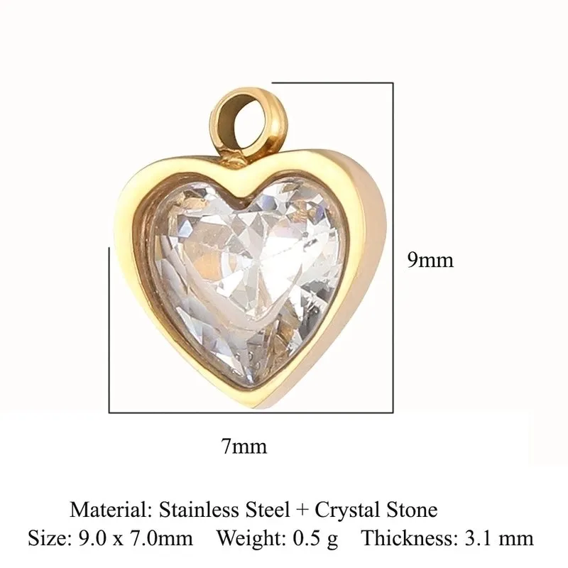 Simple Style Classic Style Heart Shape Shell Zircon Titanium Steel Wholesale Charms