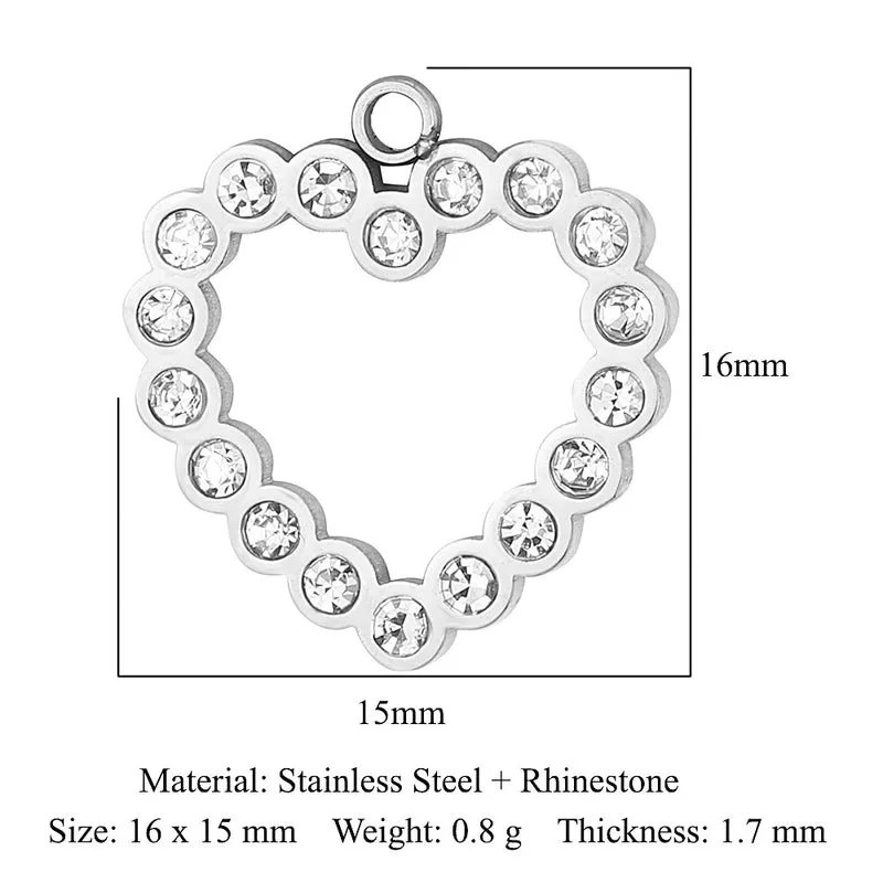 Simple Style Classic Style Heart Shape Shell Zircon Titanium Steel Wholesale Charms