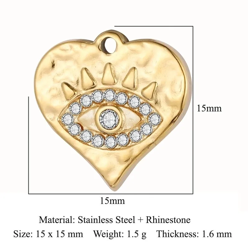 Simple Style Classic Style Heart Shape Shell Zircon Titanium Steel Wholesale Charms