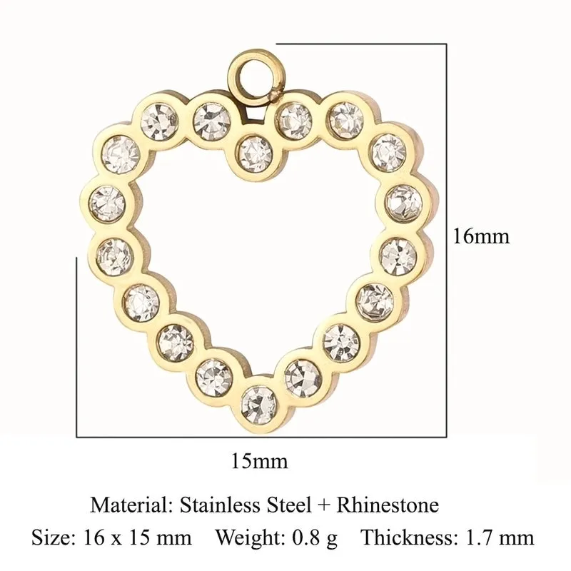 Simple Style Classic Style Heart Shape Shell Zircon Titanium Steel Wholesale Charms