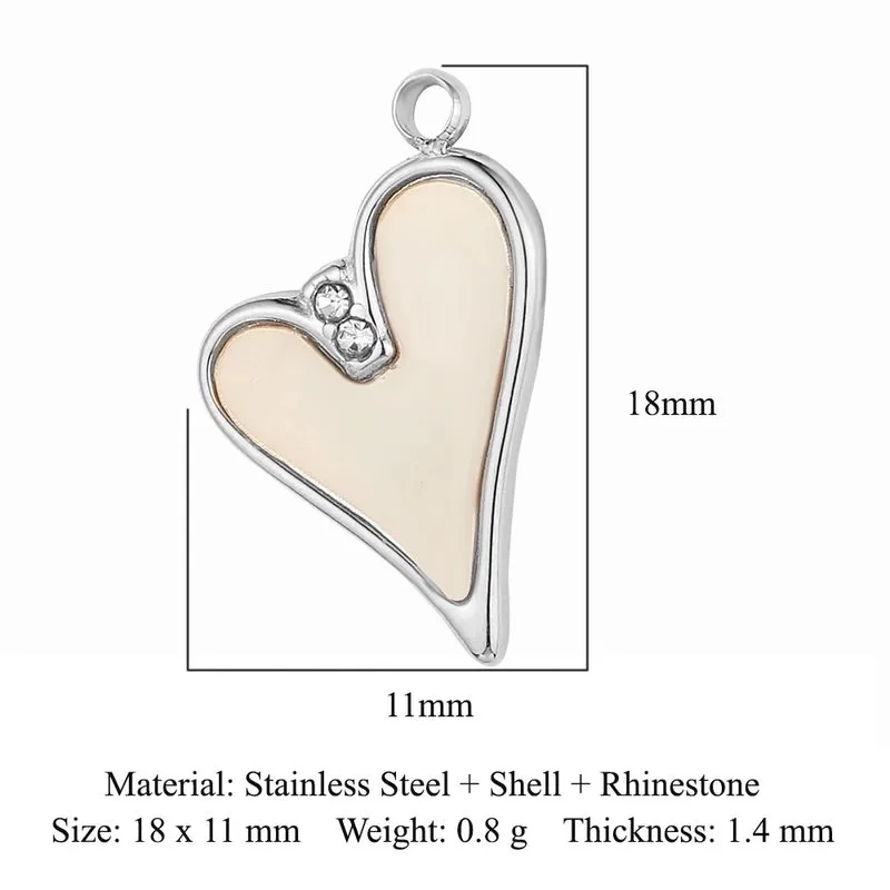 Simple Style Classic Style Heart Shape Shell Zircon Titanium Steel Wholesale Charms