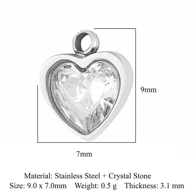 Simple Style Classic Style Heart Shape Shell Zircon Titanium Steel Wholesale Charms