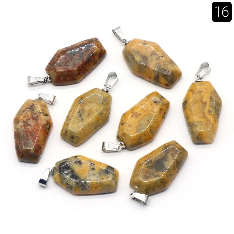 Simple Style Coffin Natural Stone Polishing Crystal Charms