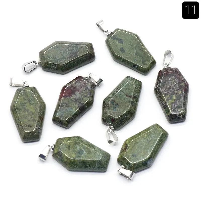 Simple Style Coffin Natural Stone Polishing Crystal Charms