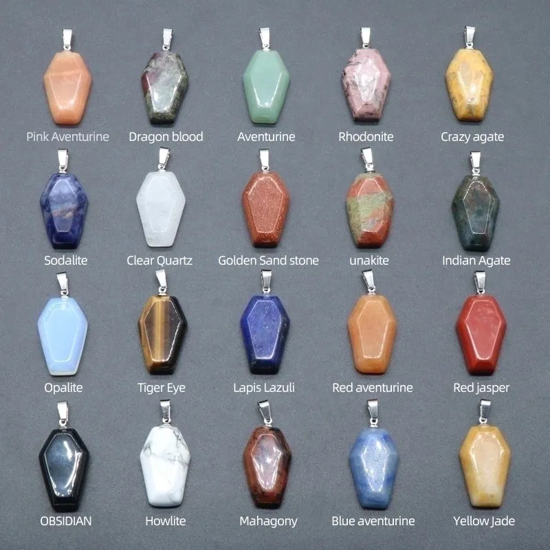 Simple Style Coffin Natural Stone Polishing Crystal Charms