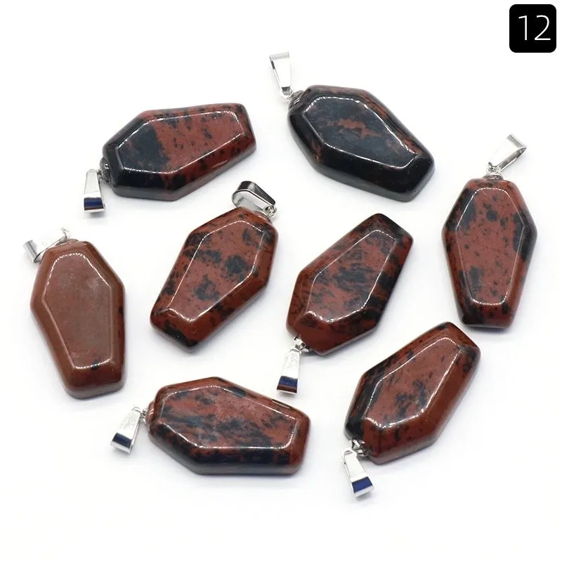 Simple Style Coffin Natural Stone Polishing Crystal Charms