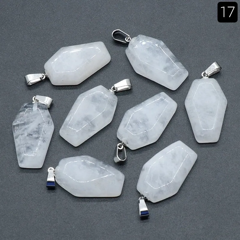 Simple Style Coffin Natural Stone Polishing Crystal Charms