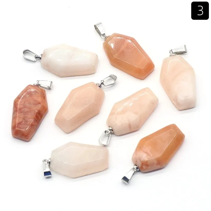 Simple Style Coffin Natural Stone Polishing Crystal Charms