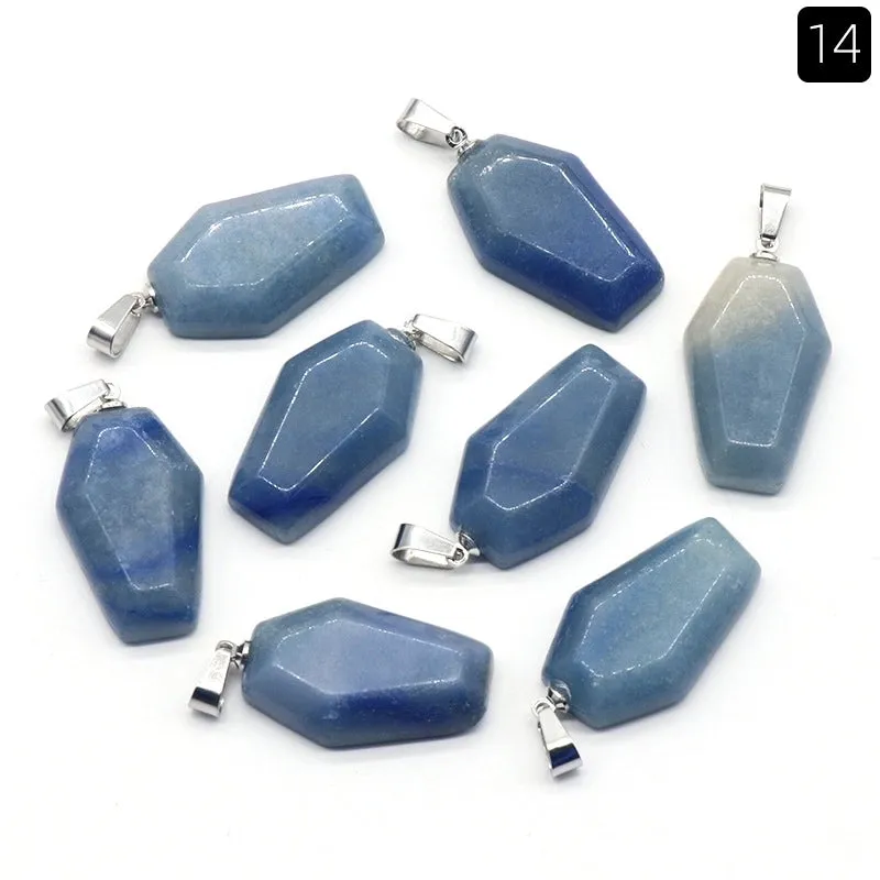 Simple Style Coffin Natural Stone Polishing Crystal Charms