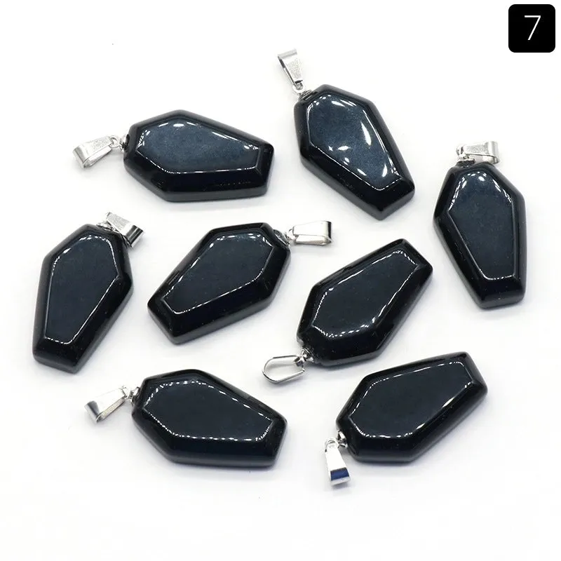 Simple Style Coffin Natural Stone Polishing Crystal Charms