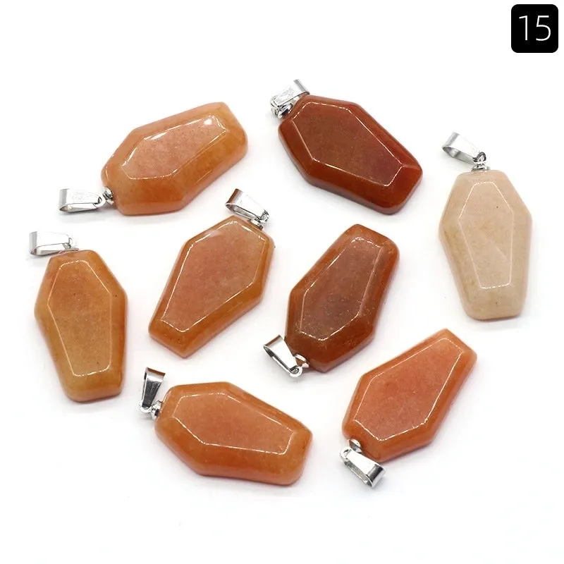 Simple Style Coffin Natural Stone Polishing Crystal Charms