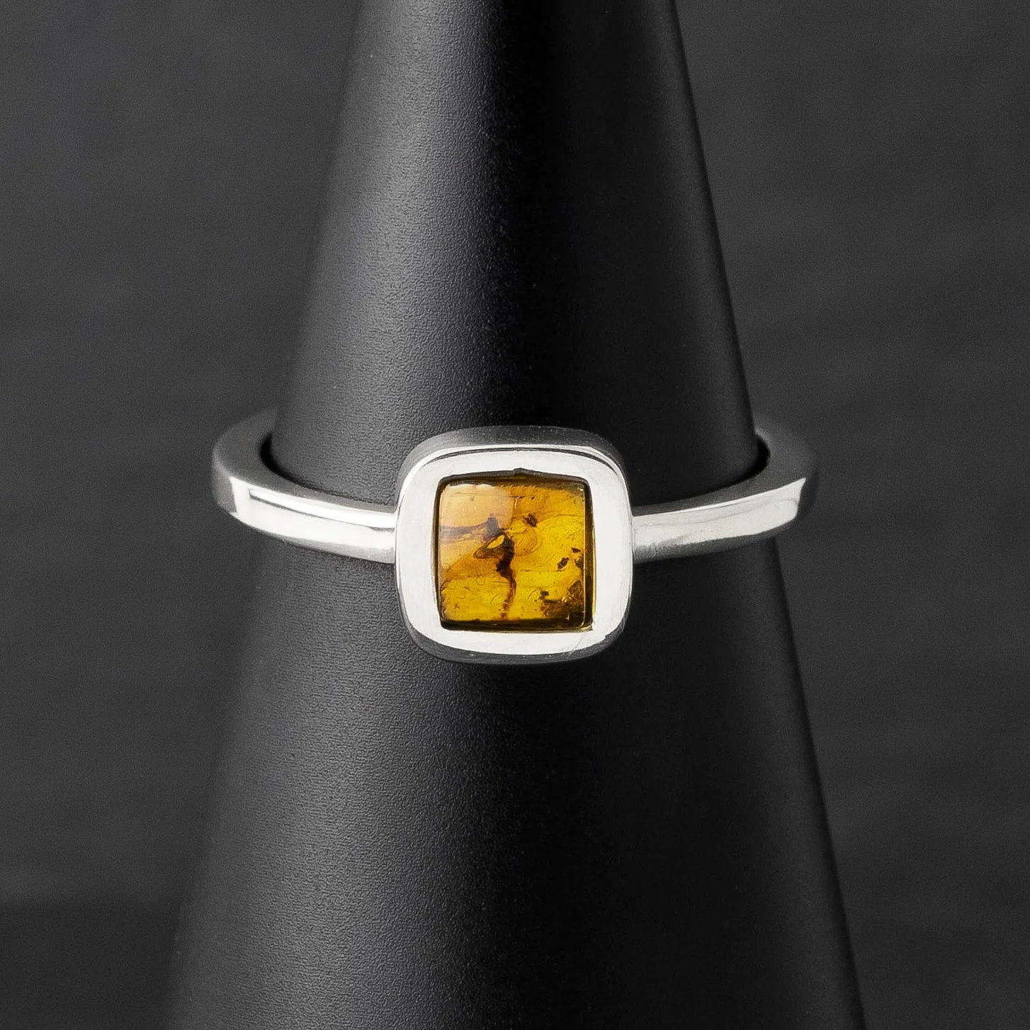 Small Square Amber Ring