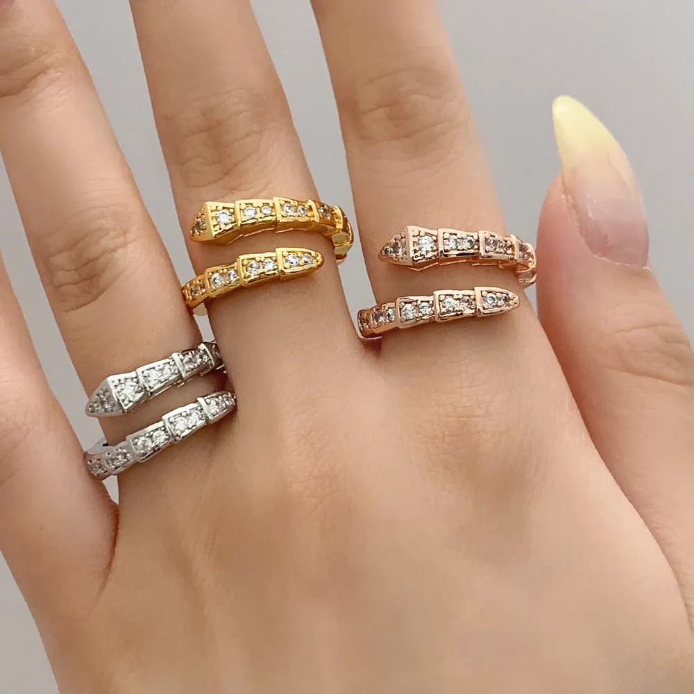 Snake Band Diamond Gold Ring JLTR0363