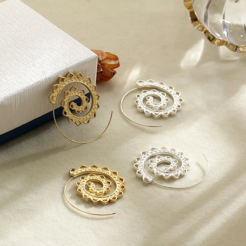 Spiral Hippie Hoops - Large Statement Earrings